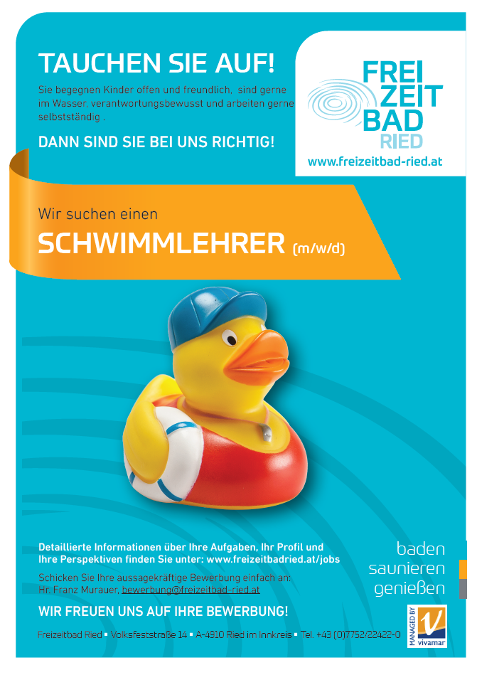 Read more about the article Schwimmlehrer (m/w/d) Freizeitbad Ried